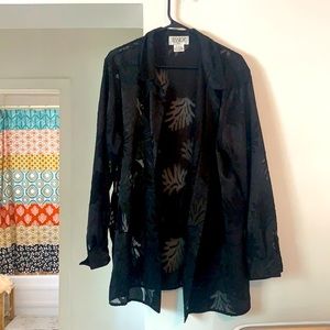 Black vintage shirt with leaf - Jessica (XL)
